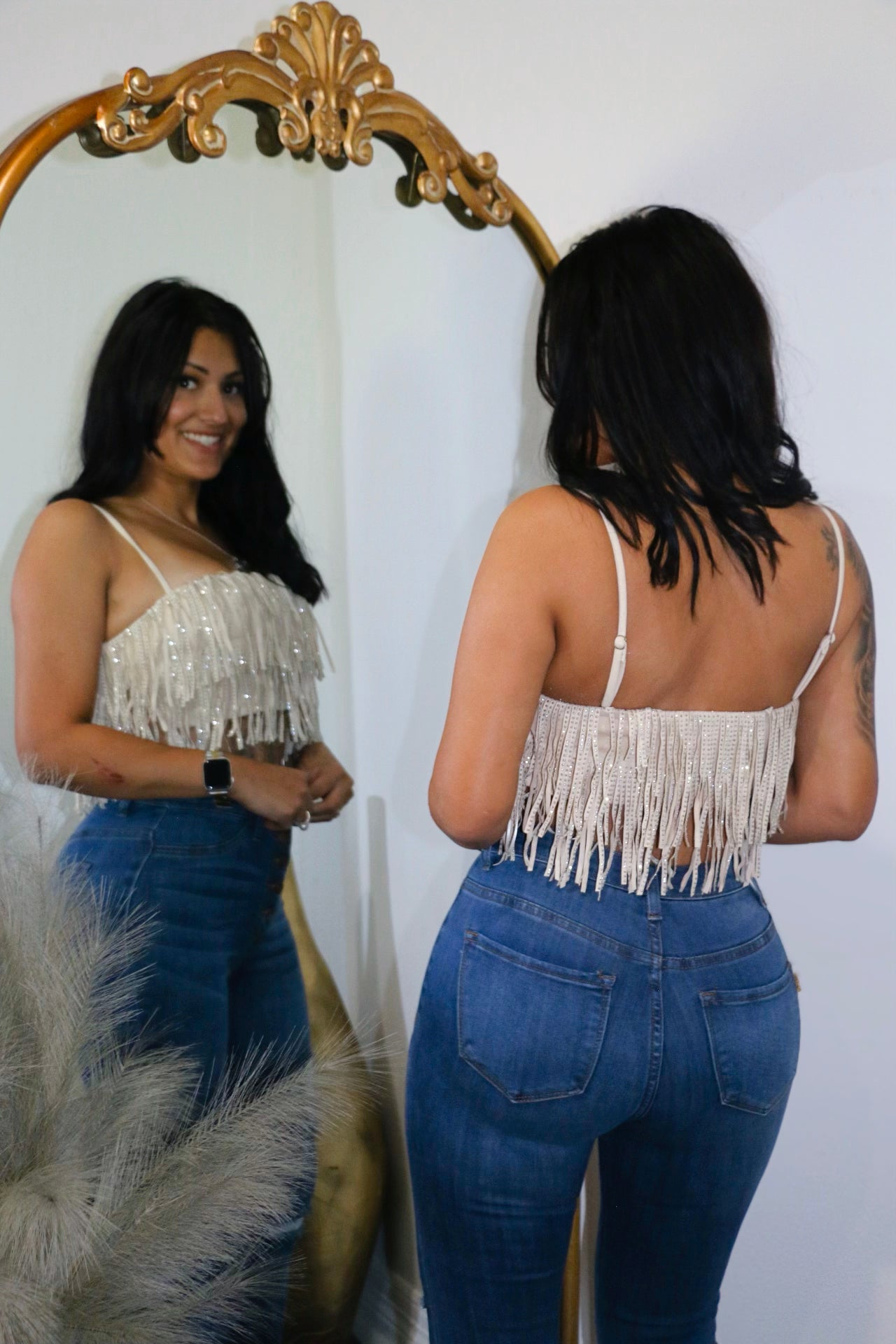 Fringe Beige Top